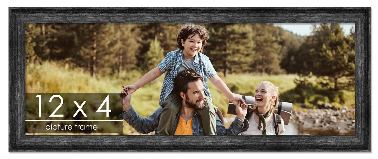 12x4 Wide Barnwood Picture Frame with UV-Resistant Acrylic & Acid Free Backing, Available in 6 Paint Finishes - Grey, Brown, White, and Black